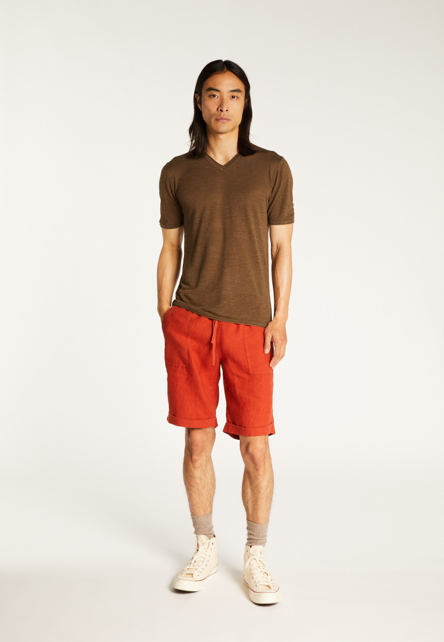 Slub linen V-neck T-shirt - Reuben