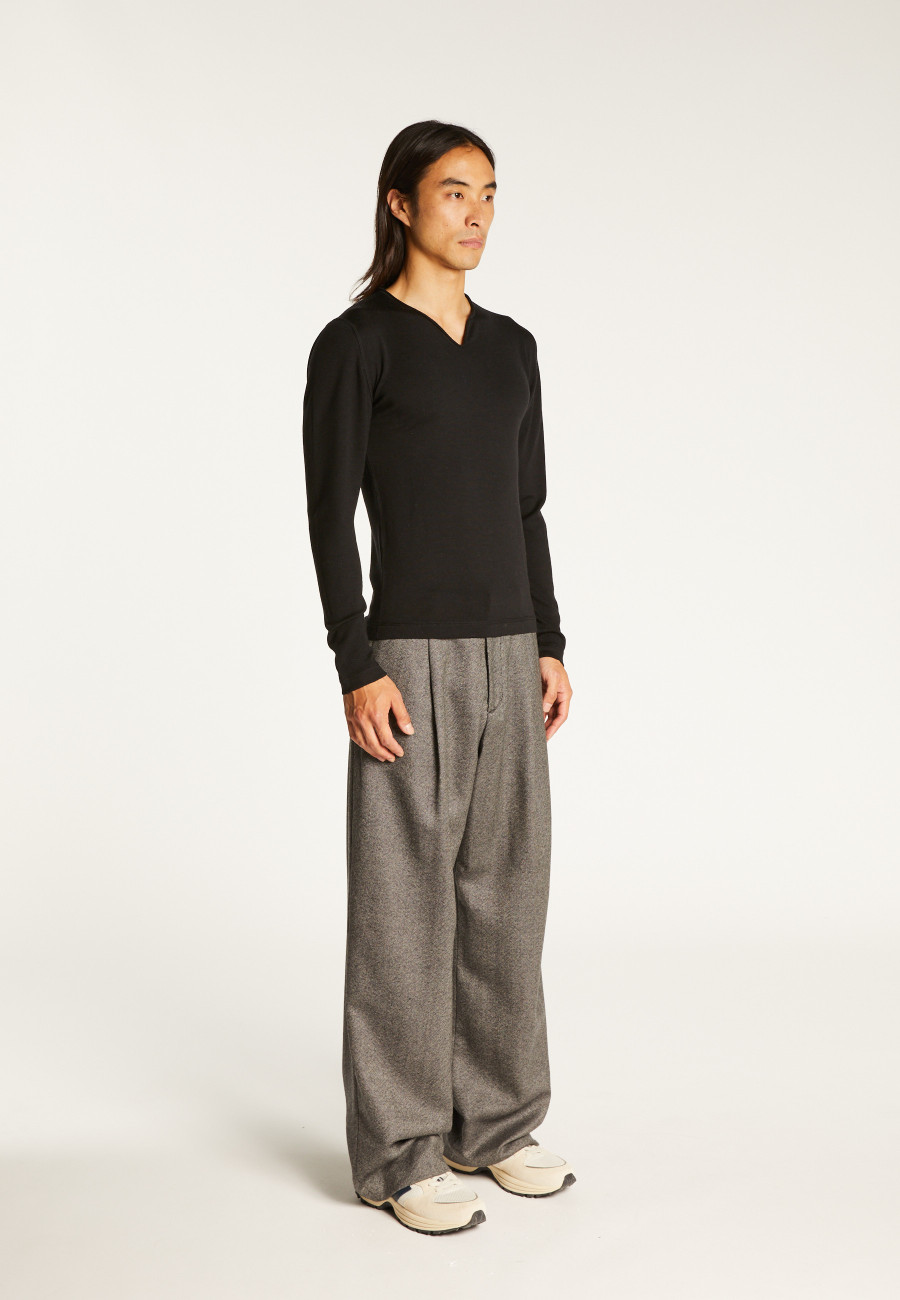 Pull col tunisien en laine - Bonno