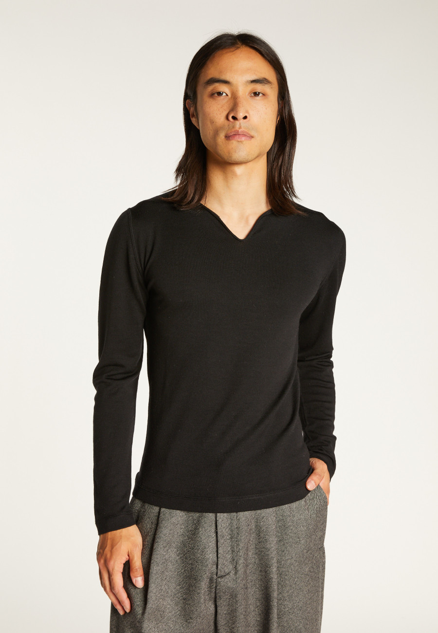 Pull col tunisien en laine - Bonno