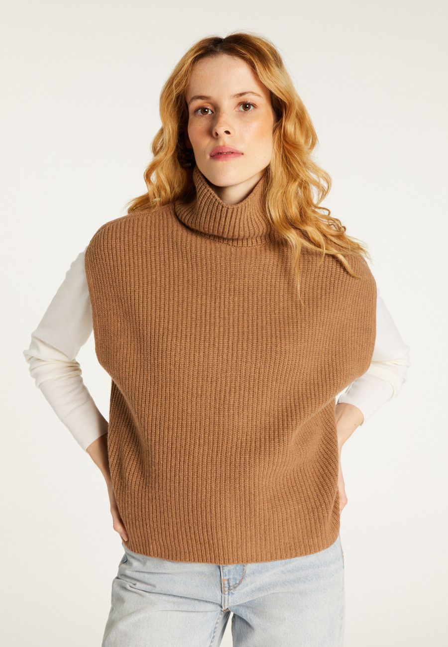 Pull col montant sans manches en cachemire et laine recyclés - Dalya