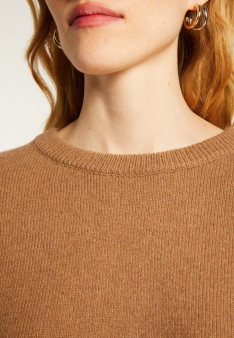 Round-neck sweater with balloon sleeves in recycled cashmere and wool - Lamara