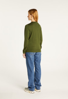 Buttoned round neck cardigan with pockets in merino wool - Amalia