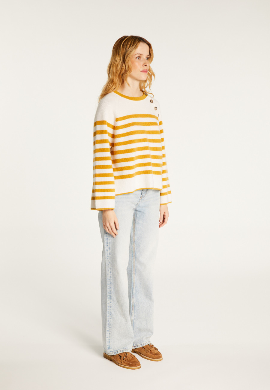 Pull marinière en cachemire à manches ample - Gaelle