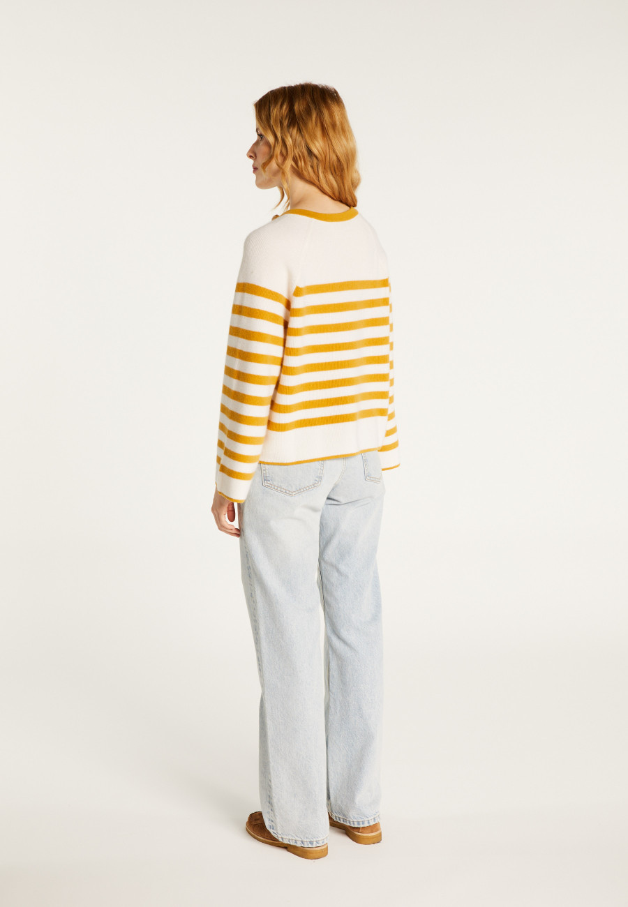 Pull marinière en cachemire à manches ample - Gaelle