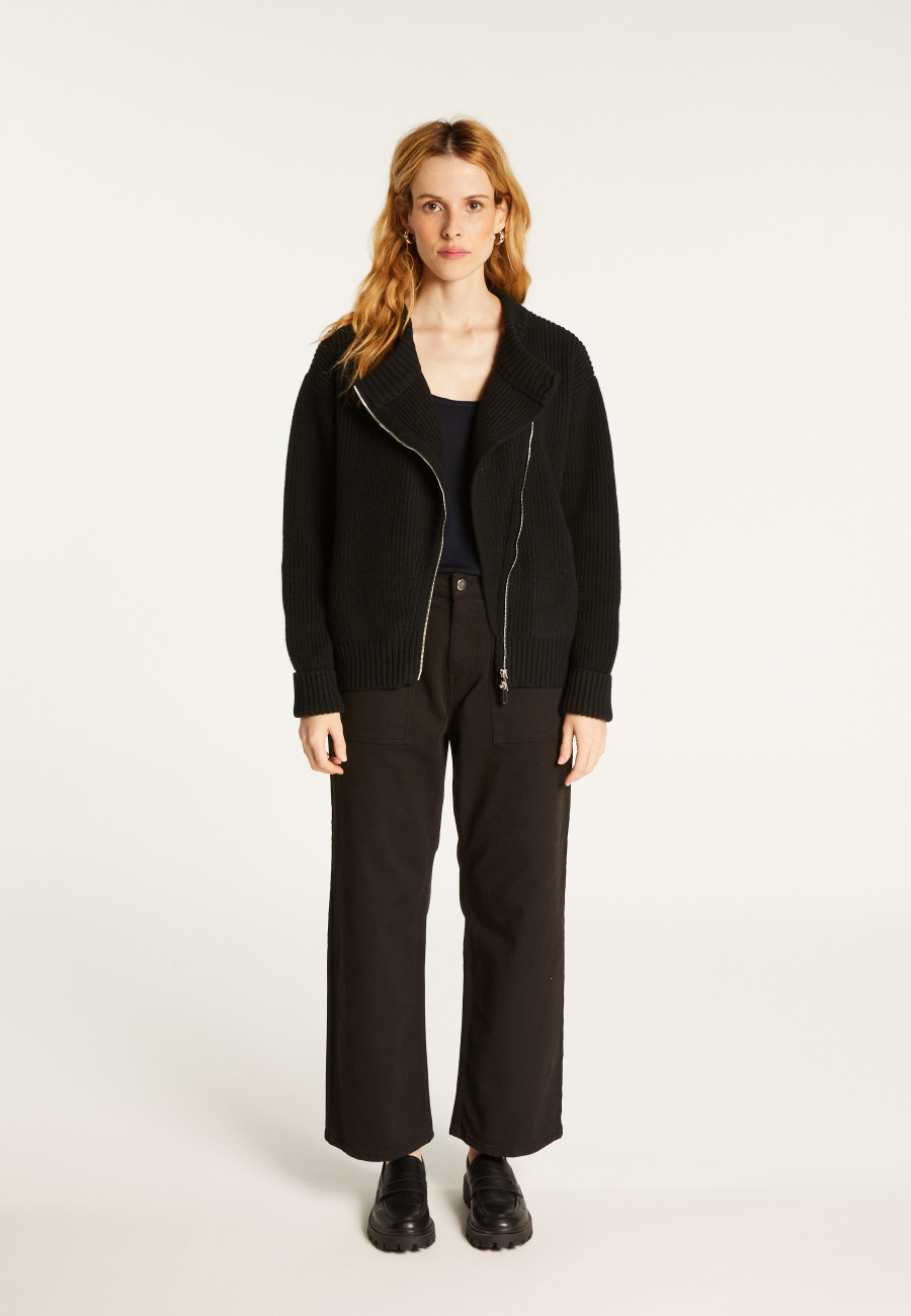 Veste zippée asymétrique en laine et cachemire - Gwenn
