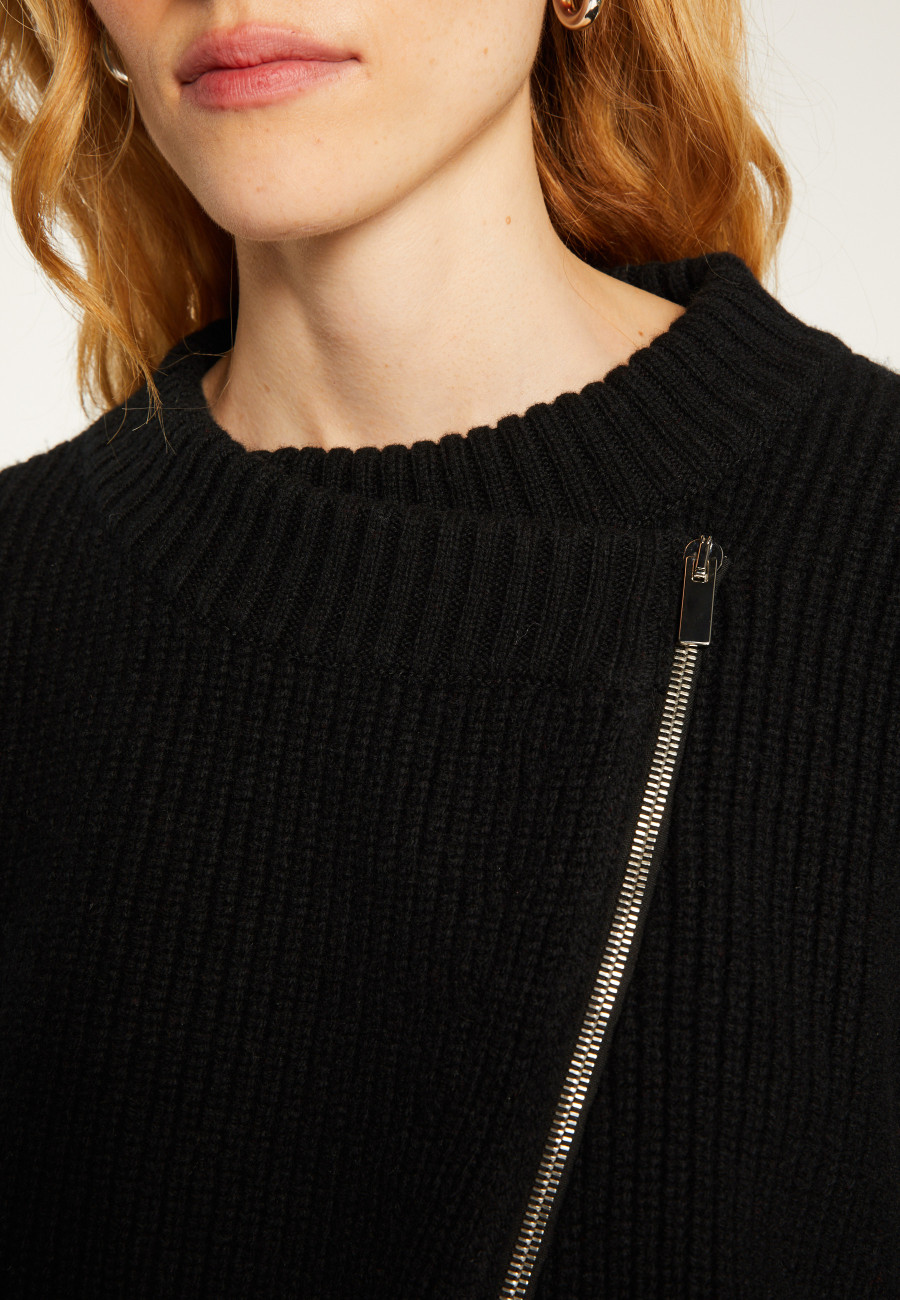 Veste zippée asymétrique en laine et cachemire - Gwenn