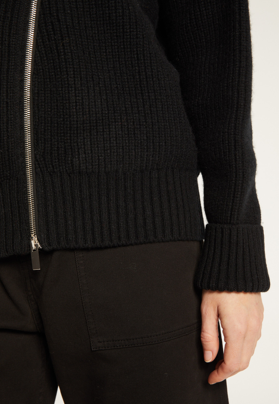 Veste zippée asymétrique en laine et cachemire - Gwenn