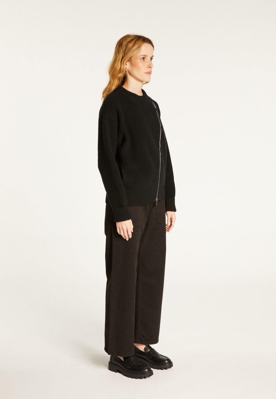 Veste zippée asymétrique en laine et cachemire - Gwenn