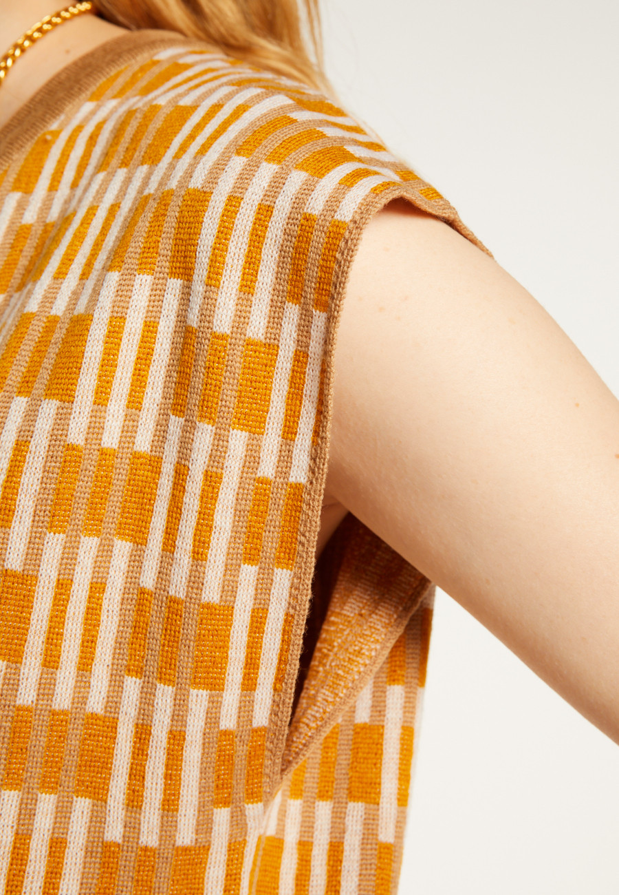 Pull à motifs col V sans manches - Ganael