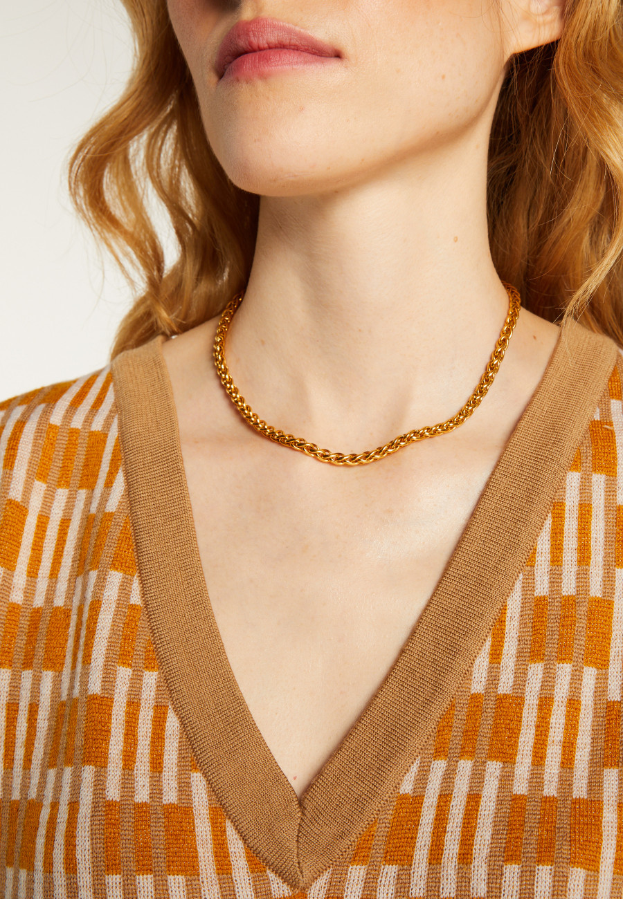 Pull à motifs col V sans manches - Ganael