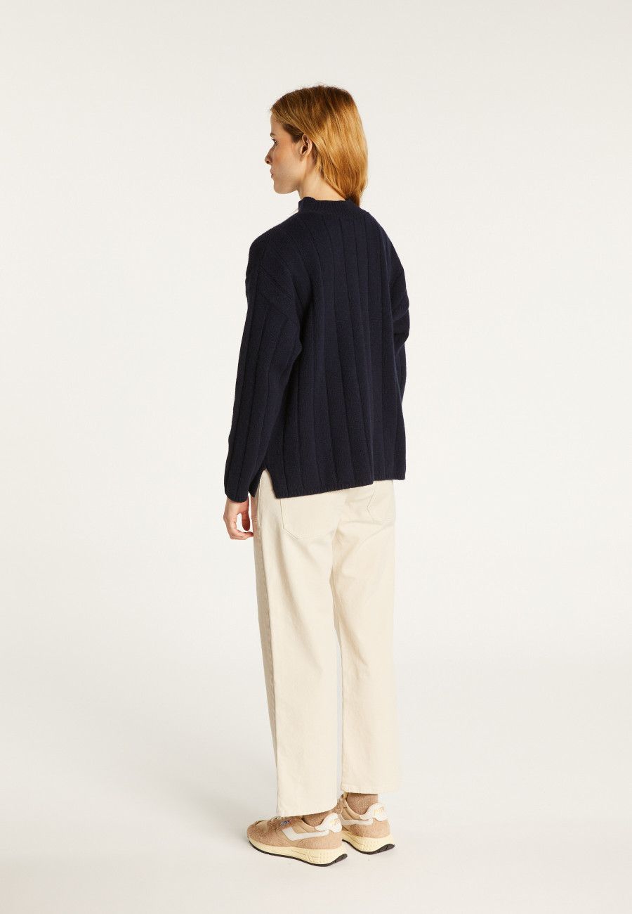 Pull col montant zippé en cachemire et laine recyclés - Lodric
