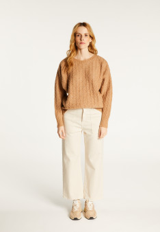 Loose-fit sweater with dots in cocoon wool - Gassia
