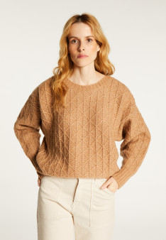 Loose-fit sweater with dots in cocoon wool - Gassia