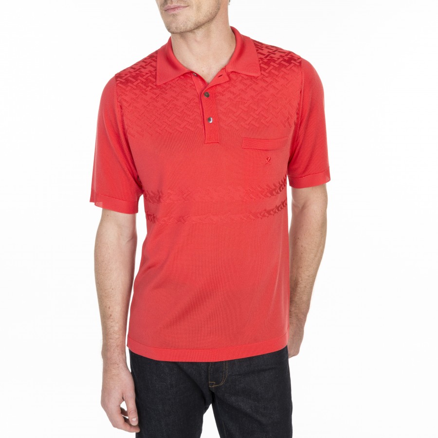 Polo motif croisillon Louis-Eugène 6081 berlingot - 52 rouge