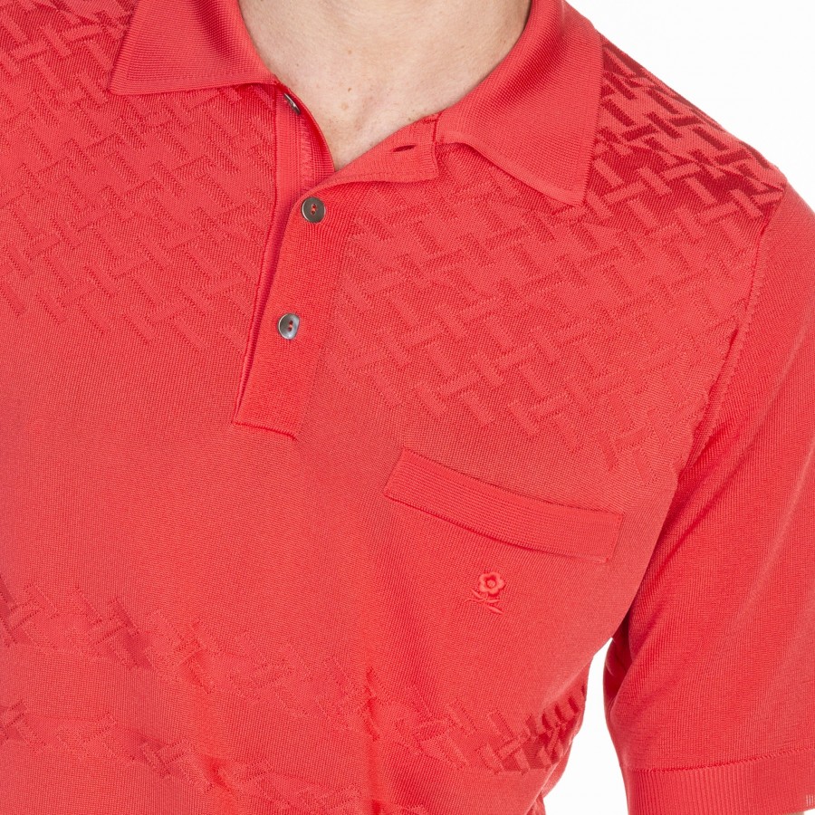 Polo motif croisillon Louis-Eugène 6081 berlingot - 52 rouge