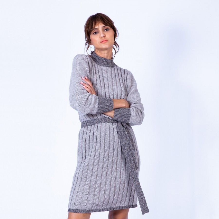 Robe pull laine et alpaga Gracy 6383 Grege pensée - 13 Beige moyen