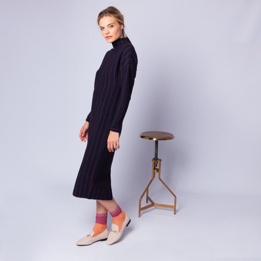 Robe à rayures tennis en maille - Edelweiss 6392 - 05 bleu marine